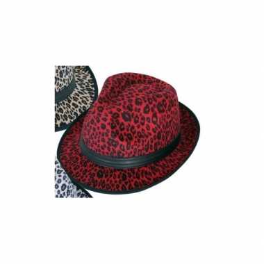 Tijger print rood hoedje voor volwassenen