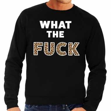What the fuck tijgerprint fun sweater zwart voor heren