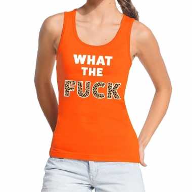 What the fuck tijgerprint fun tanktop / mouwloos shirt oranje voor da