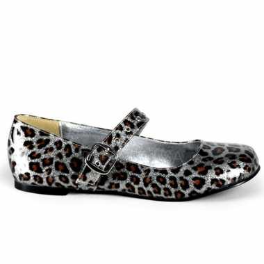 Zilveren tijgerprint ballerinas