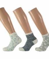 3x blauw witte tijger huissokken slofsokken voor dames 10122977