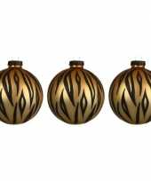 3x glazen kerstballen mat tijgerprint 8 cm kerstboom versiering decoratie