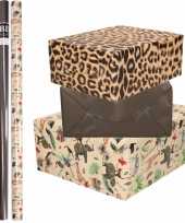 6x rollen kraft inpakpapier jungle tijger pakket dieren tijger zwart 200 x 70 cm