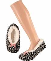 Grijze ballerina meisjes pantoffels sloffen met tijgerprint maat 34 36