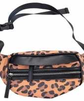 Zwarte bruine tijgerprint heuptas fanny pack cross body tas 30 cm nel tijgervel